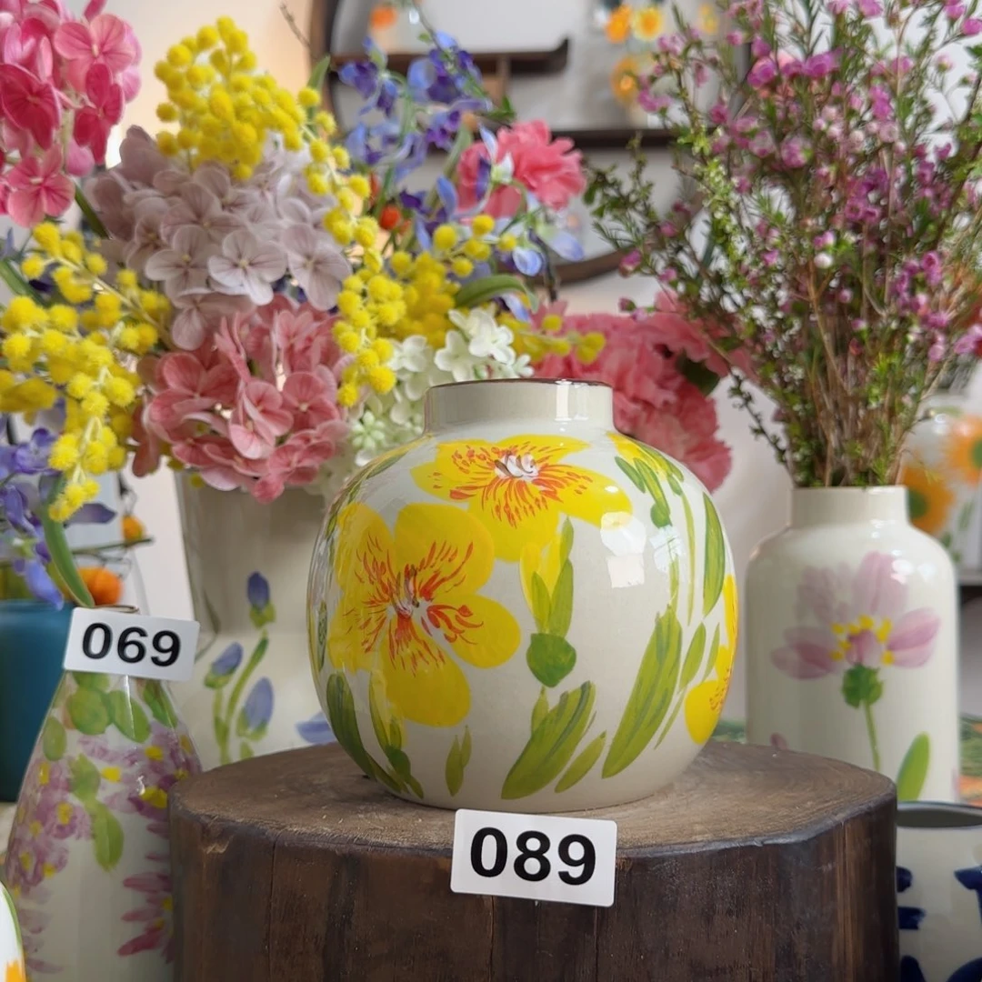 摆件景德镇陶瓷手绘小花瓶摆件无孔