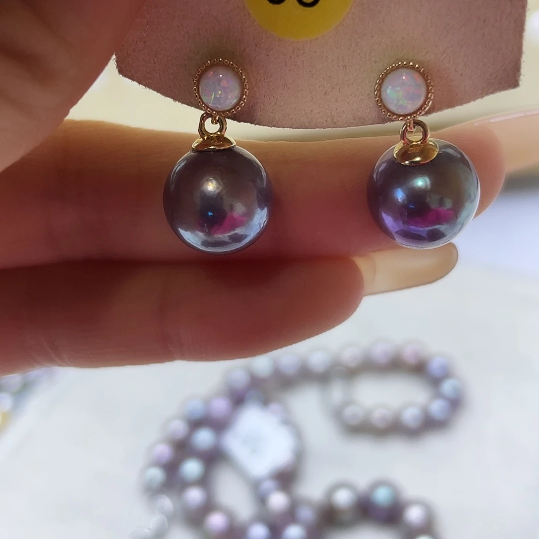 银S925镶嵌淡水珍珠耳饰