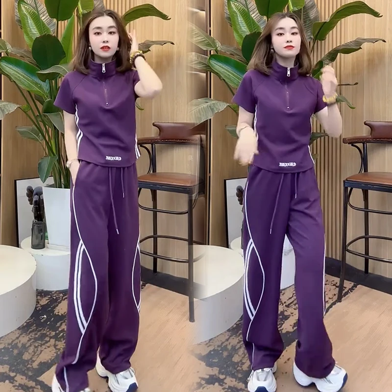 2025春夏季新款高档气质时尚套装女宽松大码网红百搭短袖两件套潮