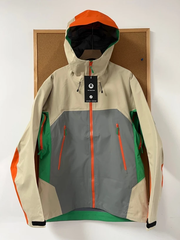 南迦巴瓦冲锋衣防风防泼水全压胶户外硬壳徒步登山服拼色连帽外套