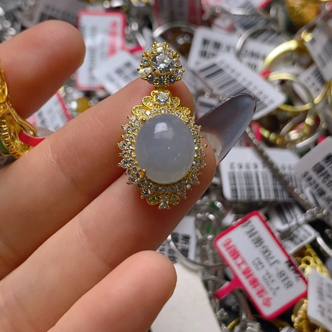 银S925镶嵌戒指翡翠百内无证书