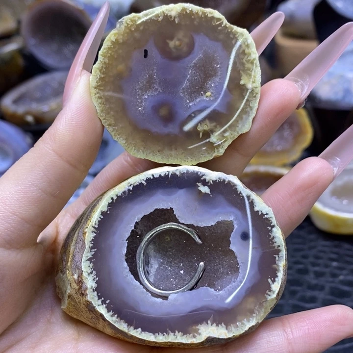 未镶嵌珠宝半成品紫晶彩晶盆