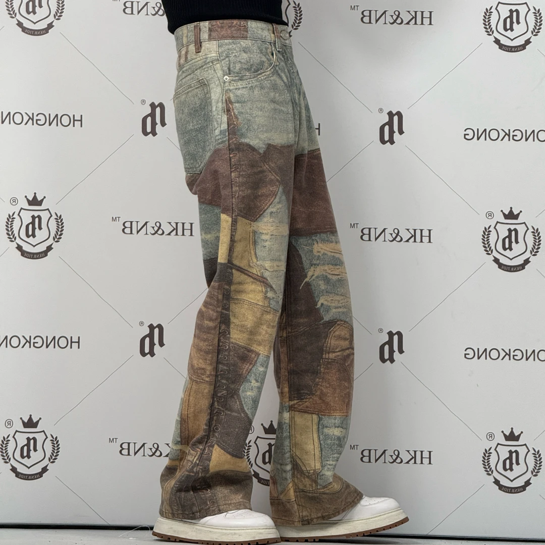 HK&NB x 艺术家系列 四季百搭情侣潮流时尚数码直喷宽松牛仔裤