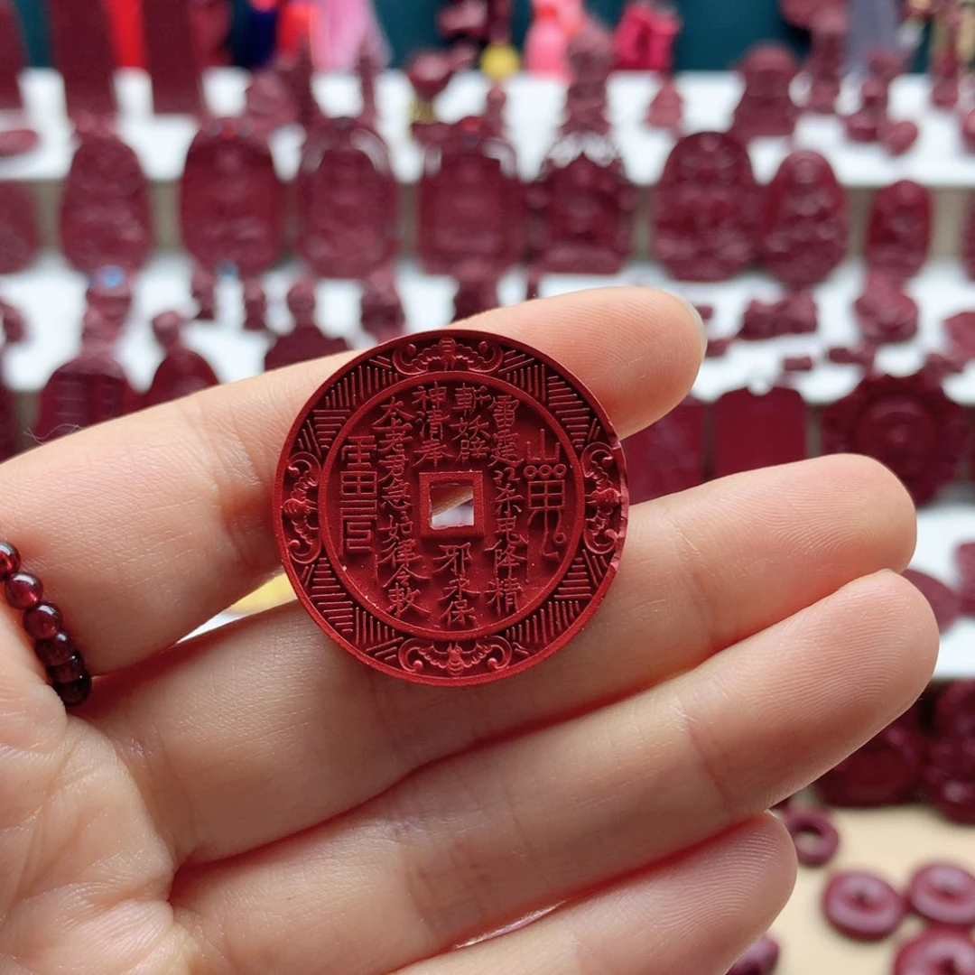 天然辰砂红砂山鬼花钱