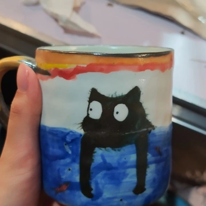 钰***儿陶大徳堂釉下五彩猫猫