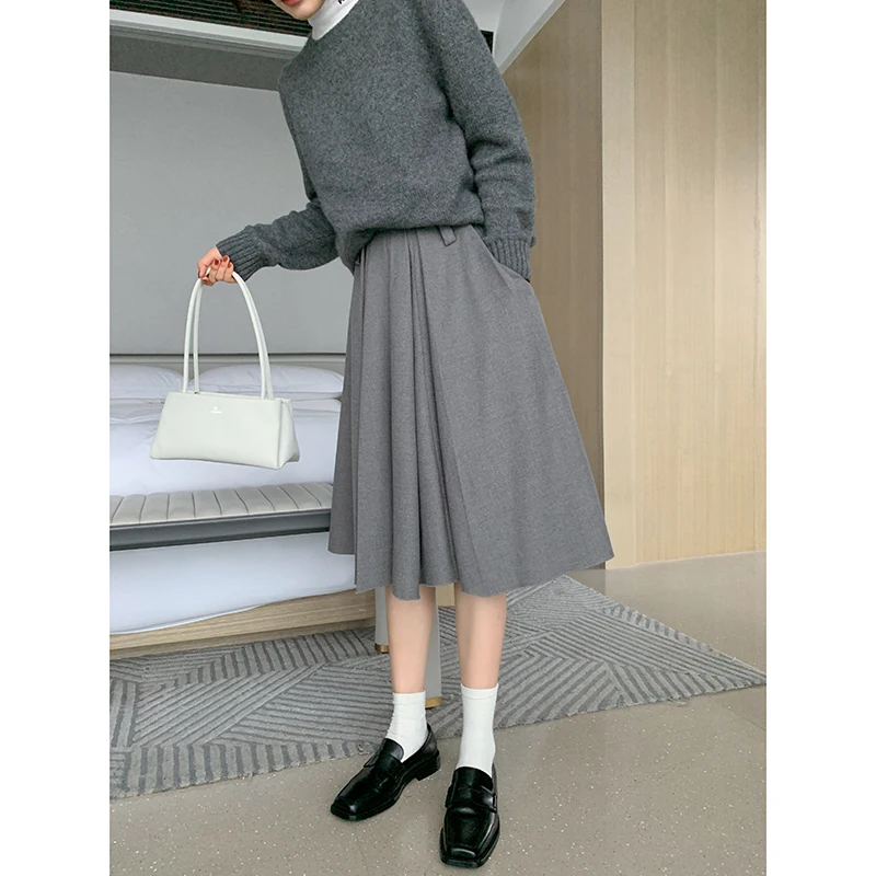 高腰压褶半身裙 QQ223023