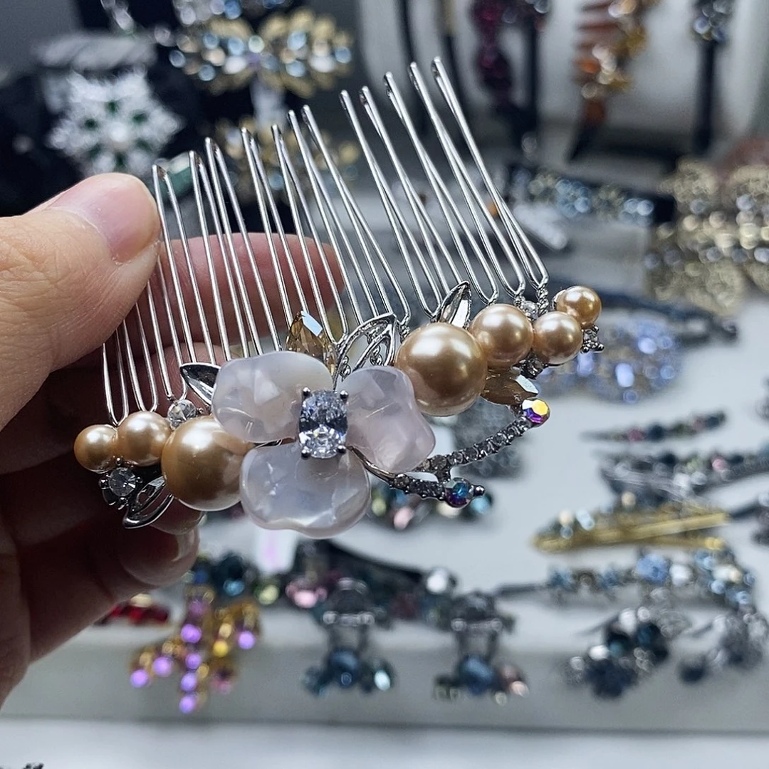 仿水晶合金插梳大