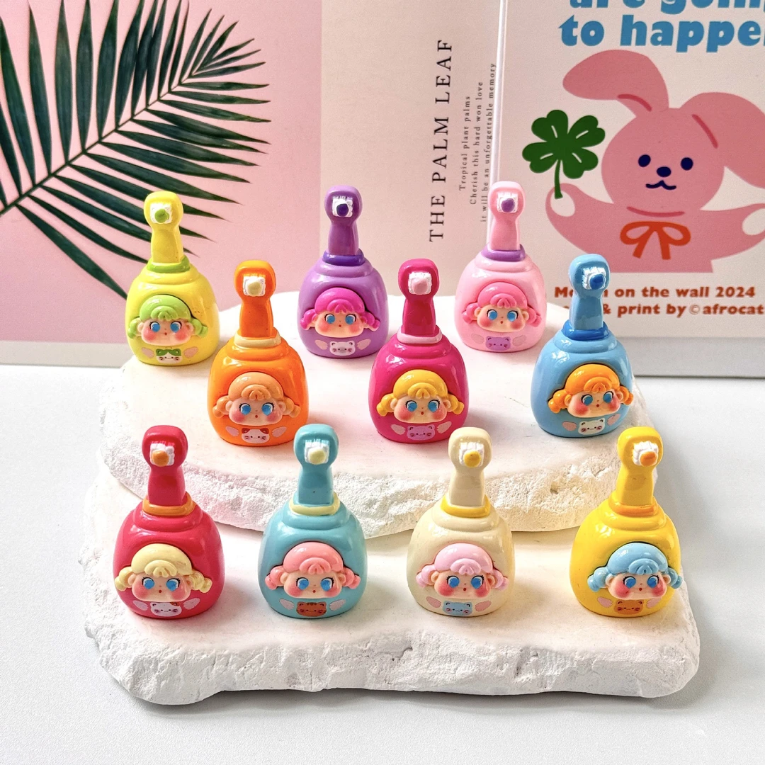 【对对碰】能换牙刷QQ女孩萌粒树脂diy网红桌面摆件