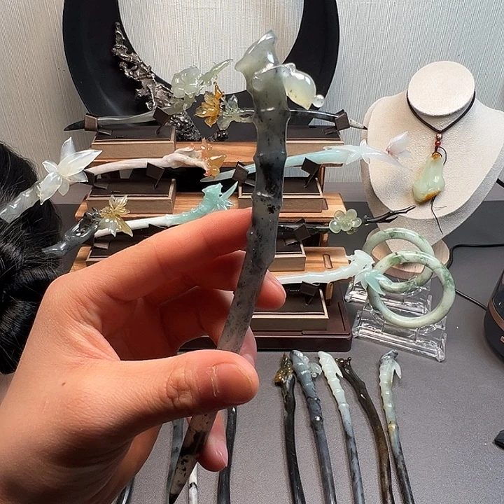 蛇纹石玉未镶嵌发簪