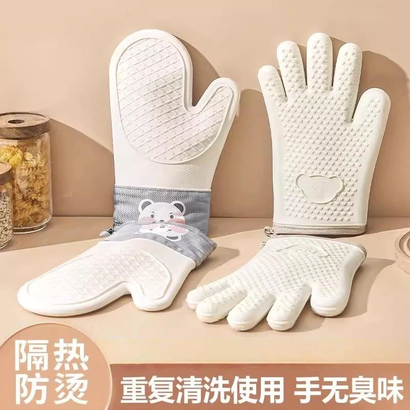 烤箱手套防烫隔热加厚耐高温硅胶厨房专用防滑防热微波炉烘焙手套