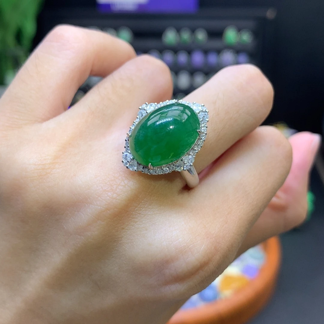 嘉***妈翡翠18K金镶嵌颈饰