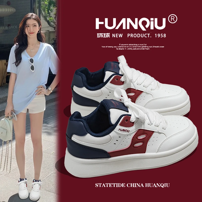 环球女鞋2025夏季新款厚底增高小白鞋学生百搭不累脚薄款休闲板鞋