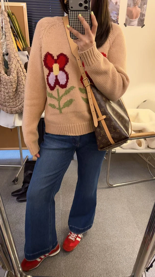 MZ.sister花朵毛衣【40006】