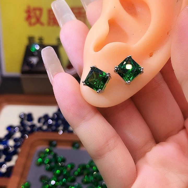 碧玺耳饰银S925镶嵌