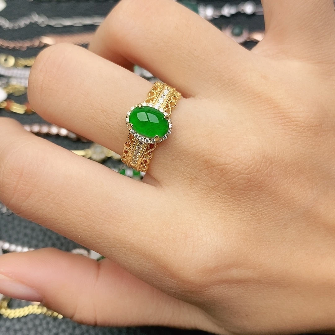 翡翠银S925镶嵌戒指