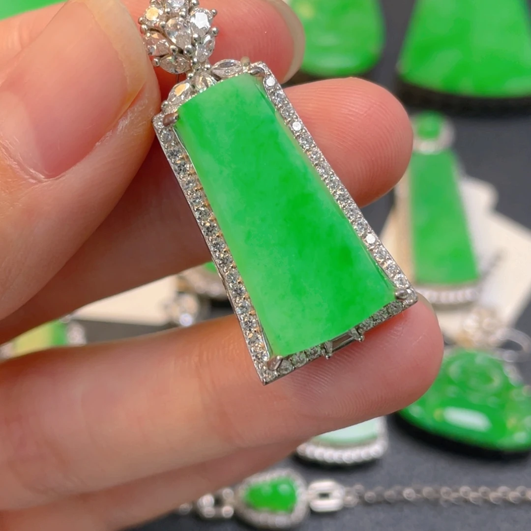 翡翠银S925镶嵌吊坠(不含链)