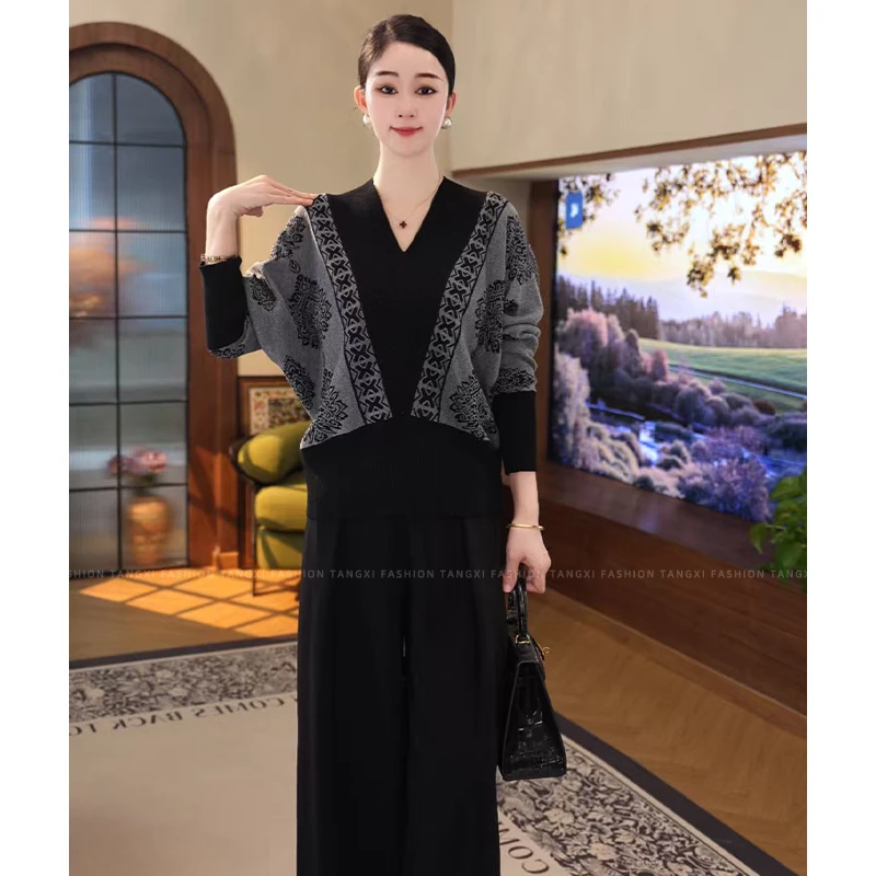 2025秋冬新款【8151】含绵羊毛V领套头黑色时尚打底外穿针织毛衣女