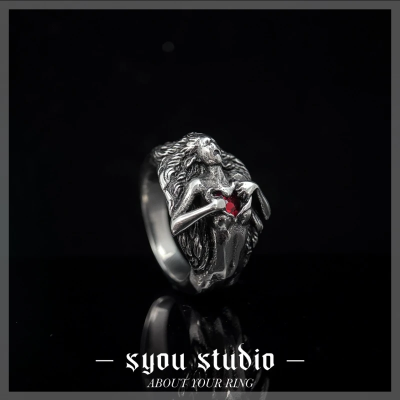 钛钢玻璃戒指 掏心指环小众创意情侣对戒金色时尚饰品高级感尾戒