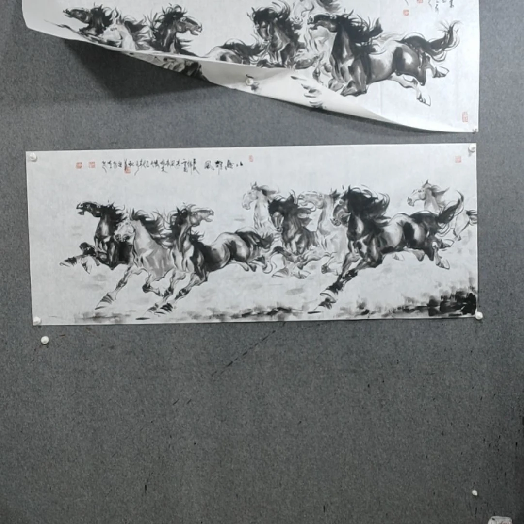 国画月*鸟水墨写意马图八骏雄风