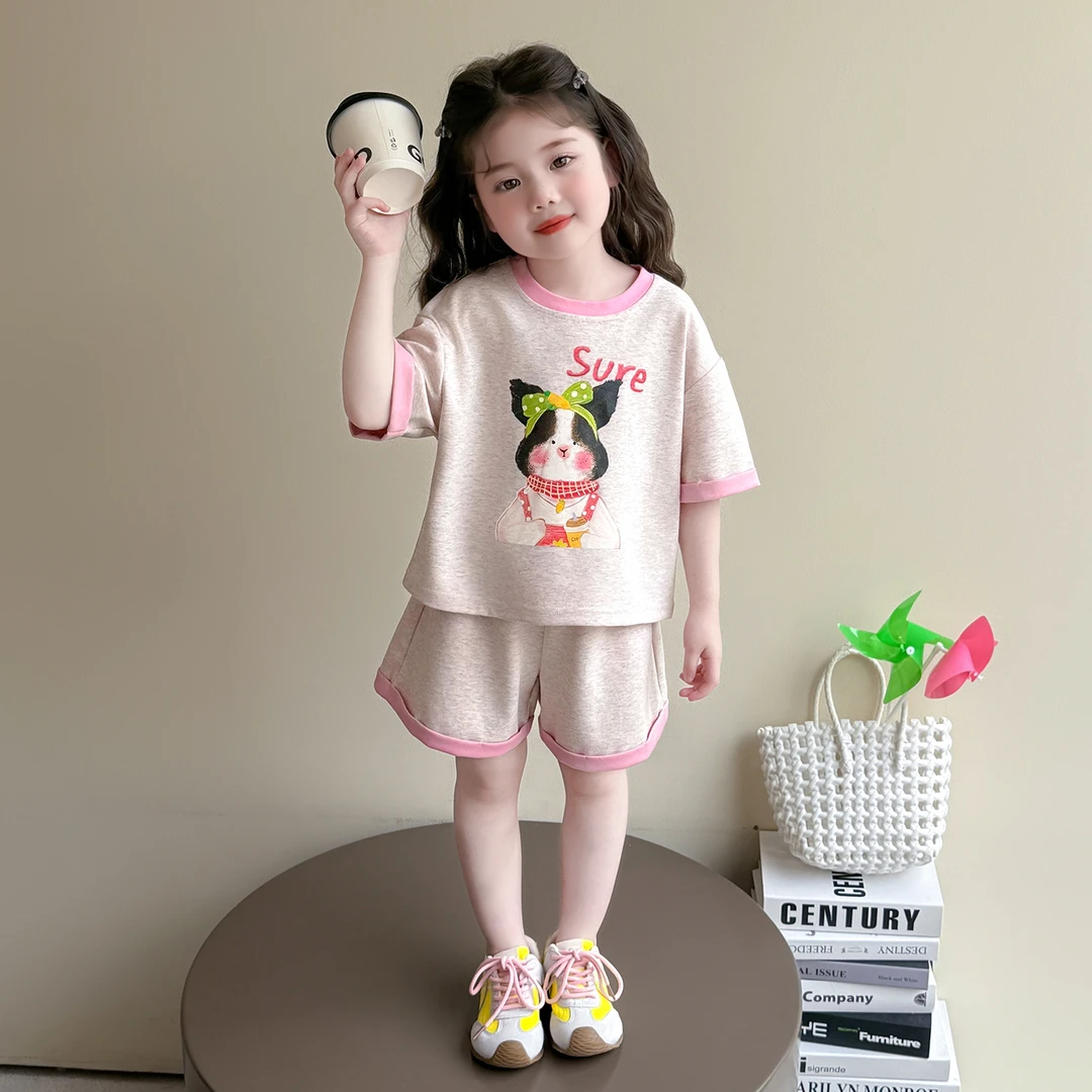 女童夏季套装2025新款洋气儿童衣服女宝宝夏装短袖短裤运动两件套