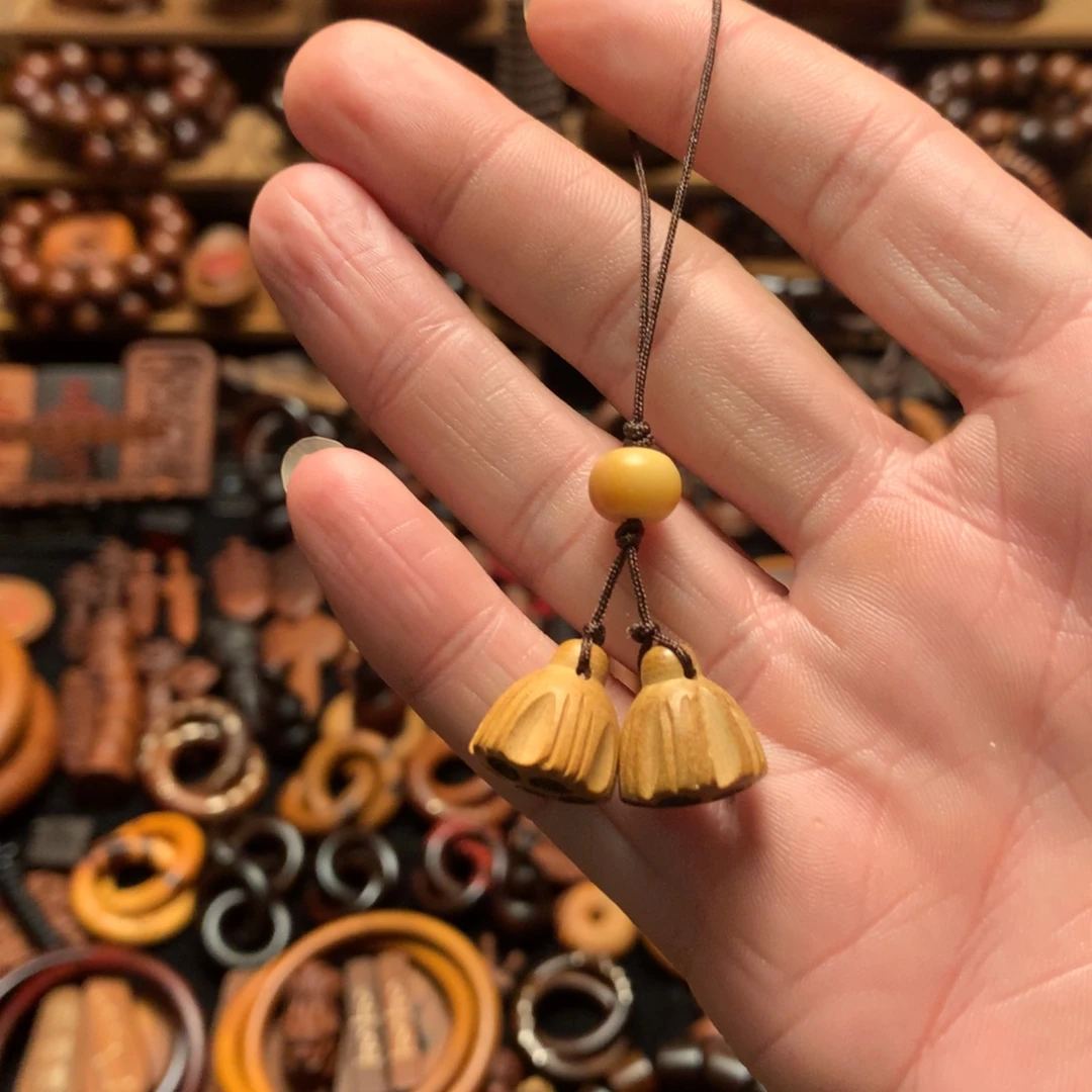 枣木桃木手机挂件同心并蒂莲