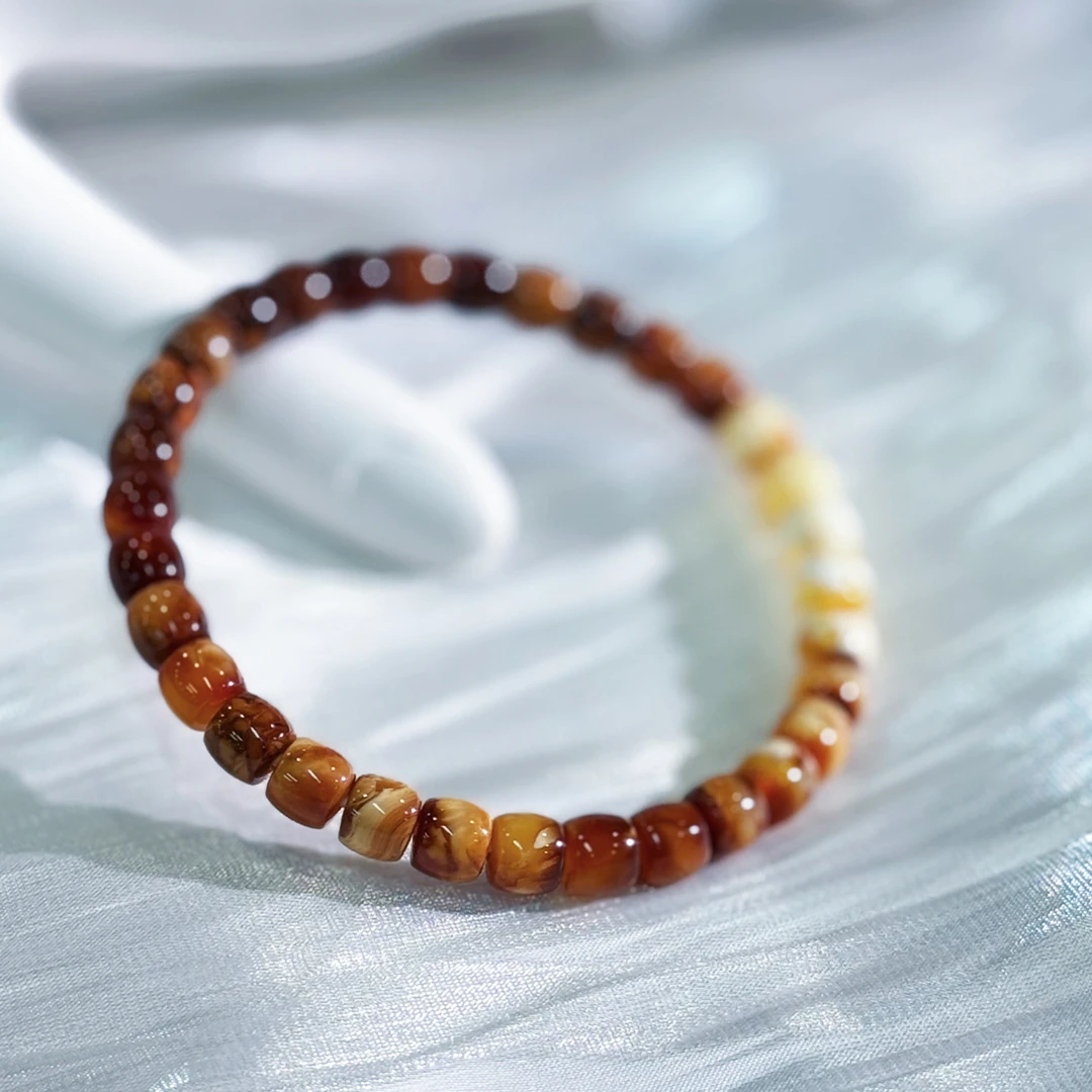 设计师款日出系列沁色妖孽天花板蜜蜡单圈6.5*6MM