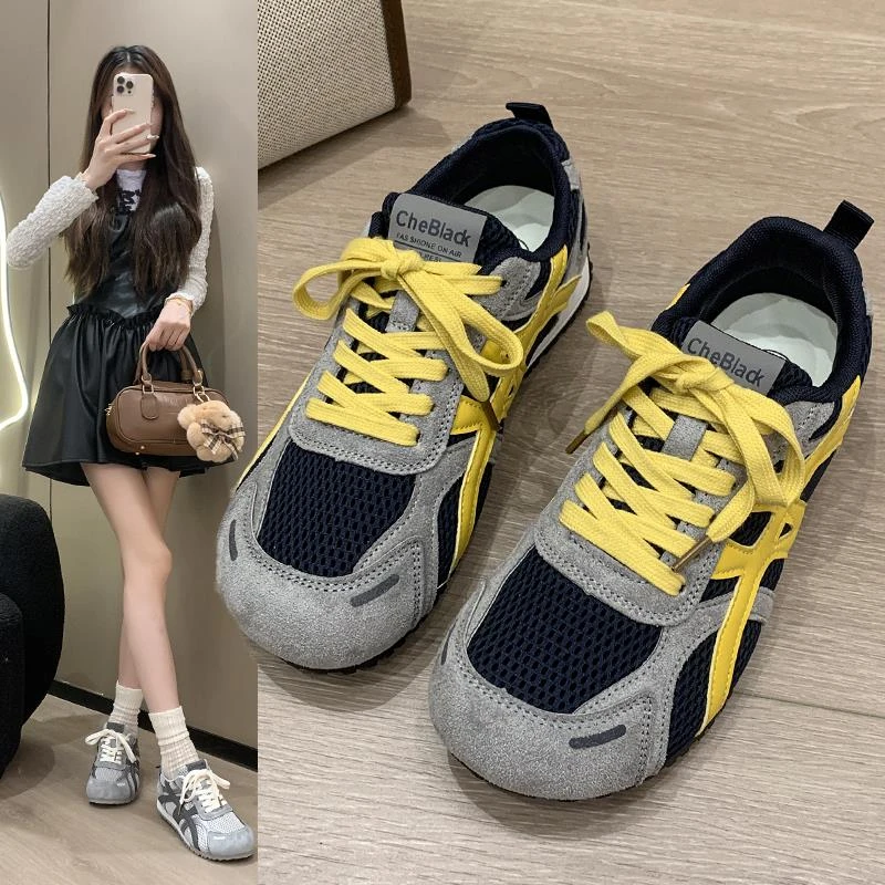 爆款德训鞋女2025秋季新款百搭时尚透气软底休闲运动鞋平底阿甘鞋