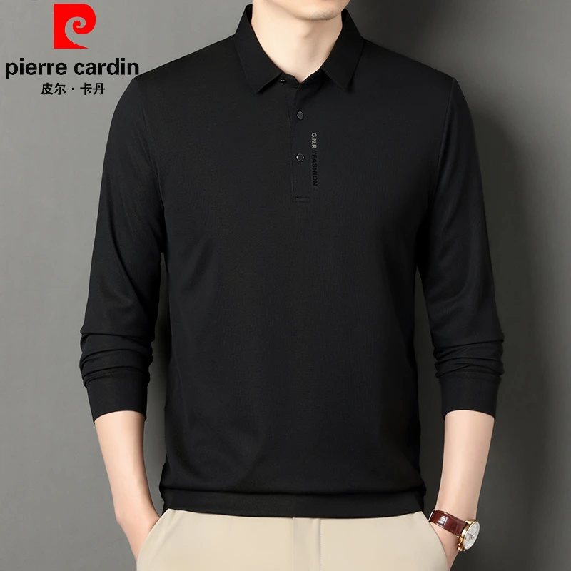 皮尔卡丹男士长袖T恤春秋季翻领商务休闲polo衫弹力打底衫上衣男