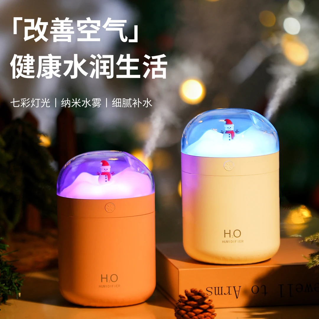 新品雪人加湿器 创意桌面usb氛围小夜灯大容量加湿器礼品