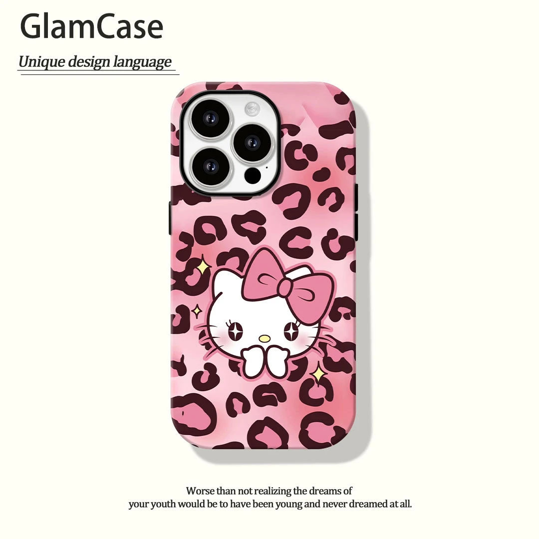 粉豹凯蒂菲林二合一适用苹果16promax华为vivo小米oppo手机壳秋冬