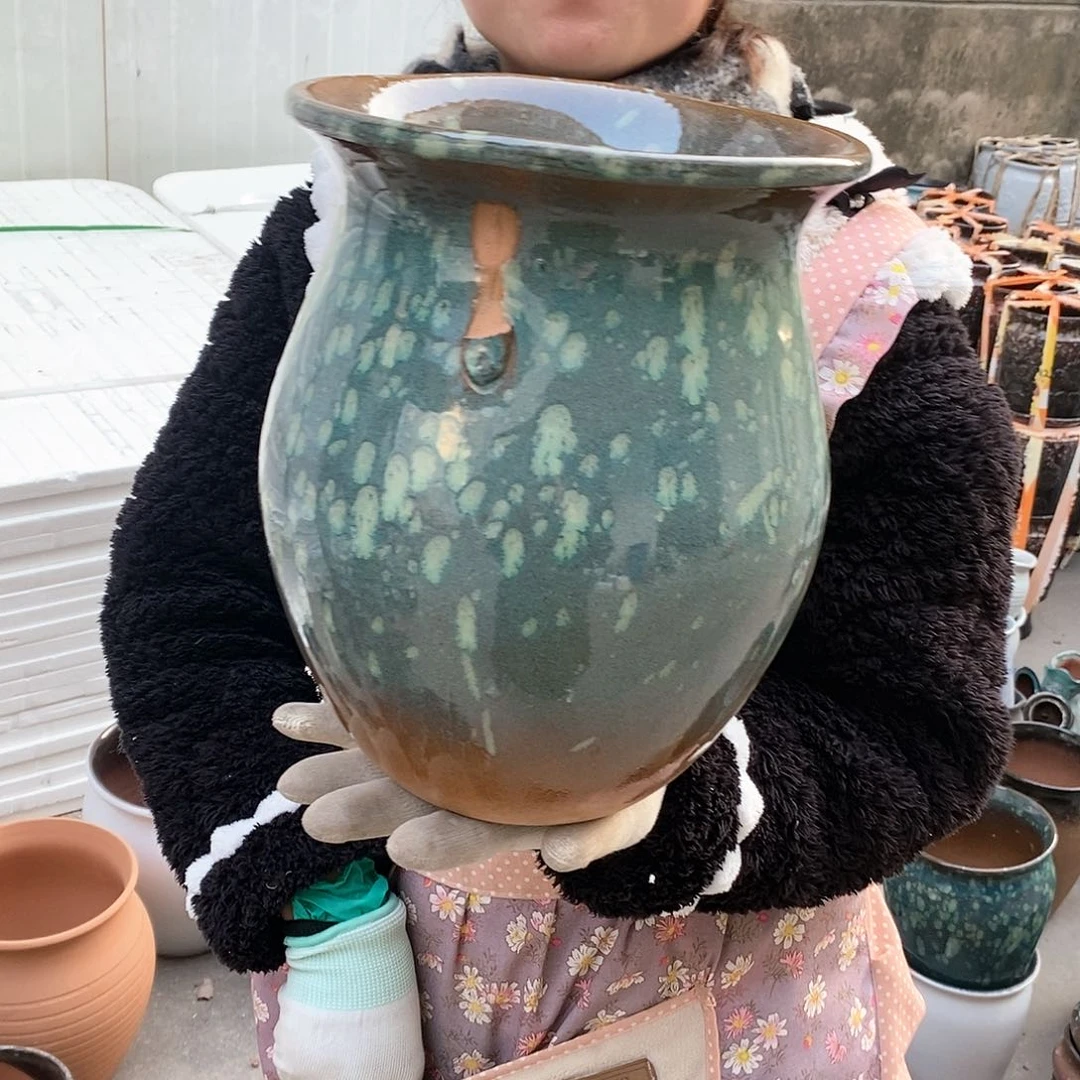 紫砂花盆瑕疵口20高27瑕疵