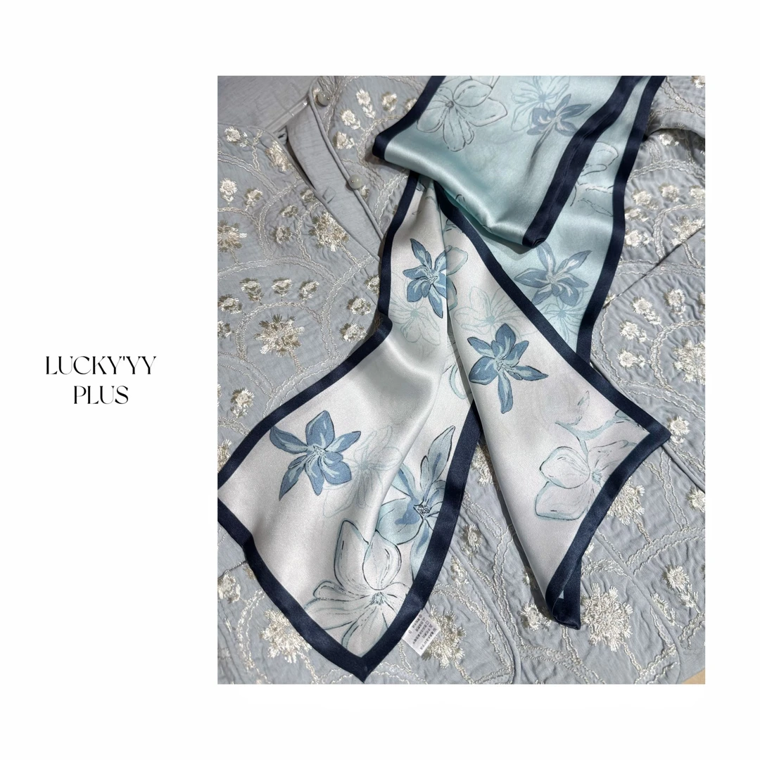 LUCKYYY 高品定制满分桑蚕丝花朵飘逸感丝巾 B1287