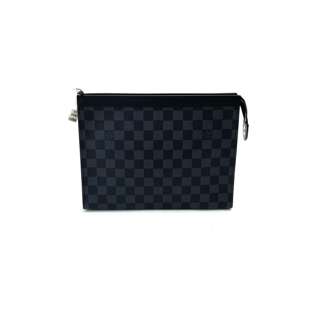 95新 LouisVuitton/路易威登 98新 黑棋盘格洗漱手拿包 尺寸27/21