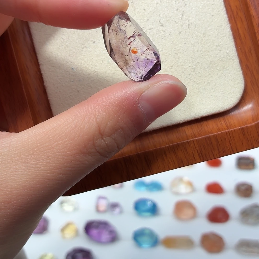 珠宝半成品银S925镶嵌水晶紫超七随型