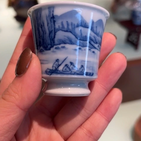 瓷片山水杯子哈哈哈哈