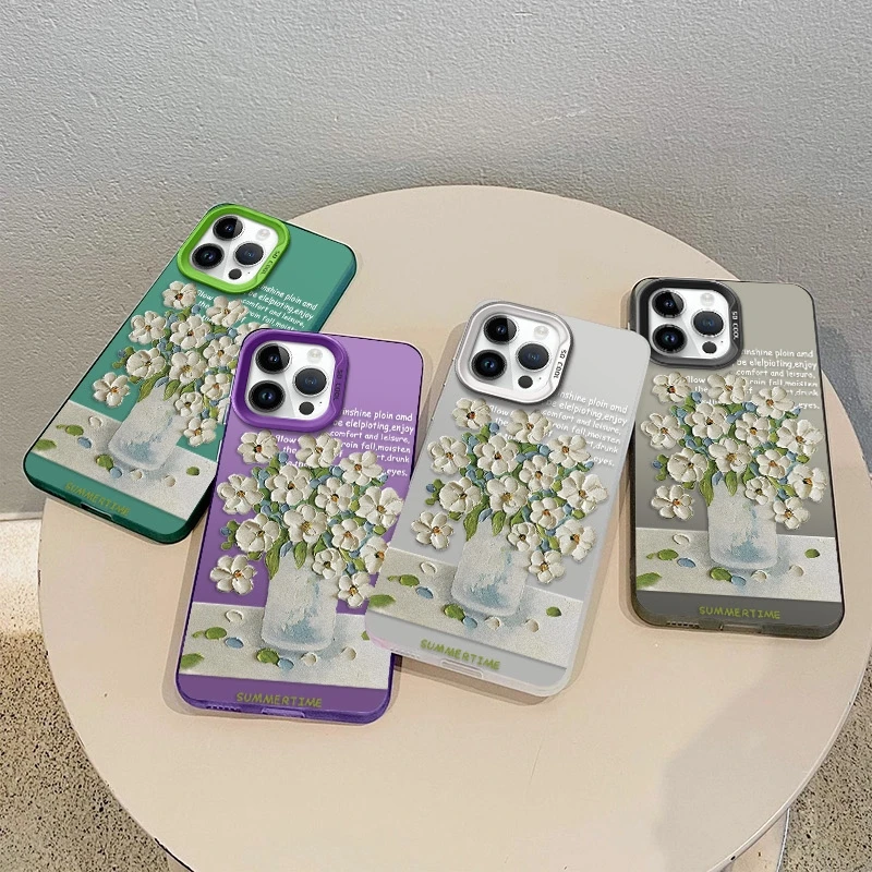 油画风格防摔适用苹果iPhone16pro手机壳华为小米一加vivo网红款