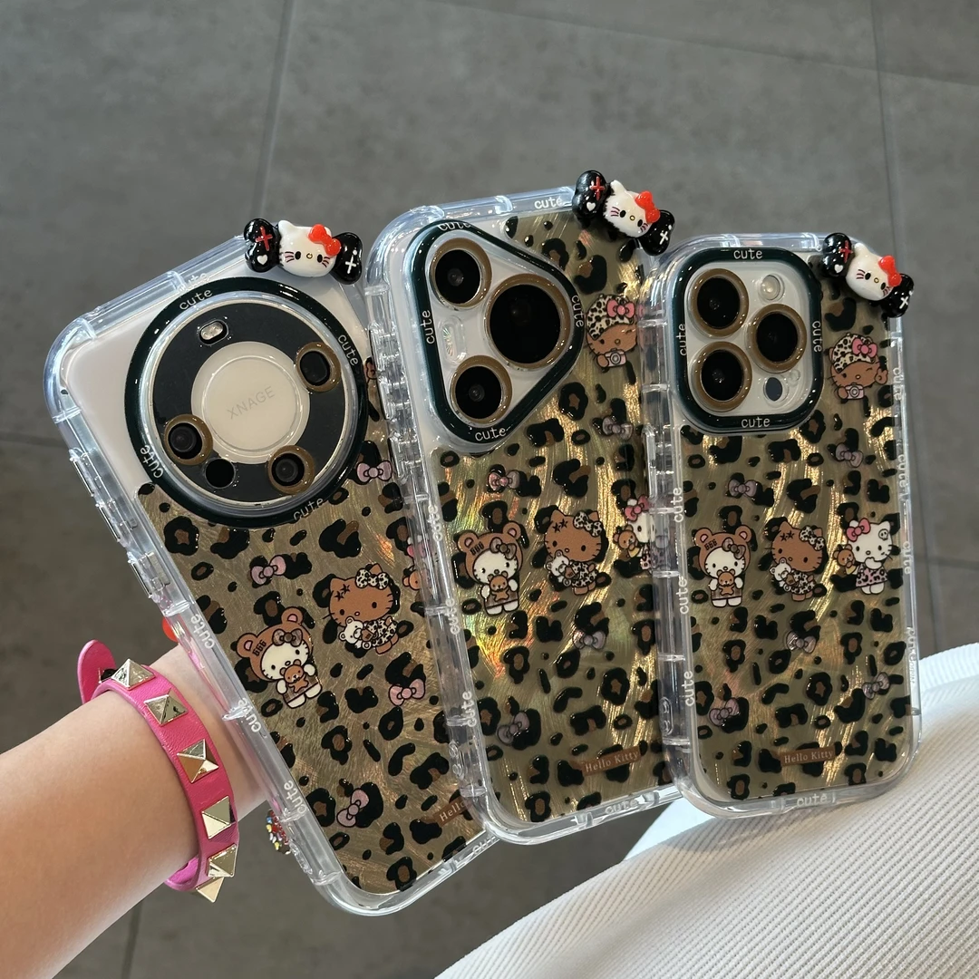 BANCA豹纹KT骨头贴件适用苹果16promax手机壳华为vivo小米15oppo