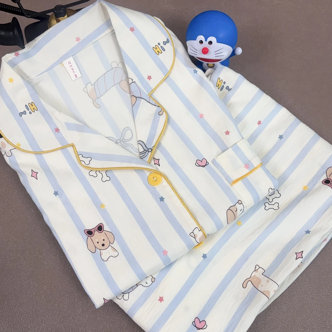 2025卡通腊肠狗印花睡衣春女云朵棉秋季长袖长裤套装休闲家居服