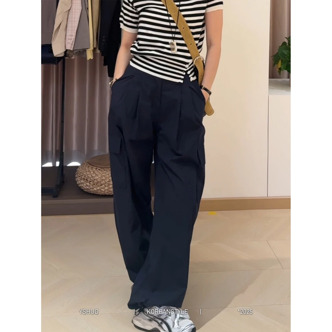 YSHUO【松间步月】休闲宽松直筒速干垂顺感袋盖设计工装裤 8822
