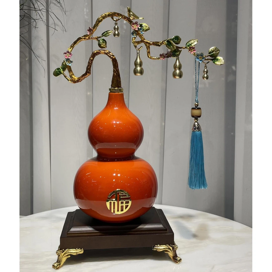 新中式客厅玄关葫芦五福临门摆件家居工艺品电视柜乔迁装饰品礼品