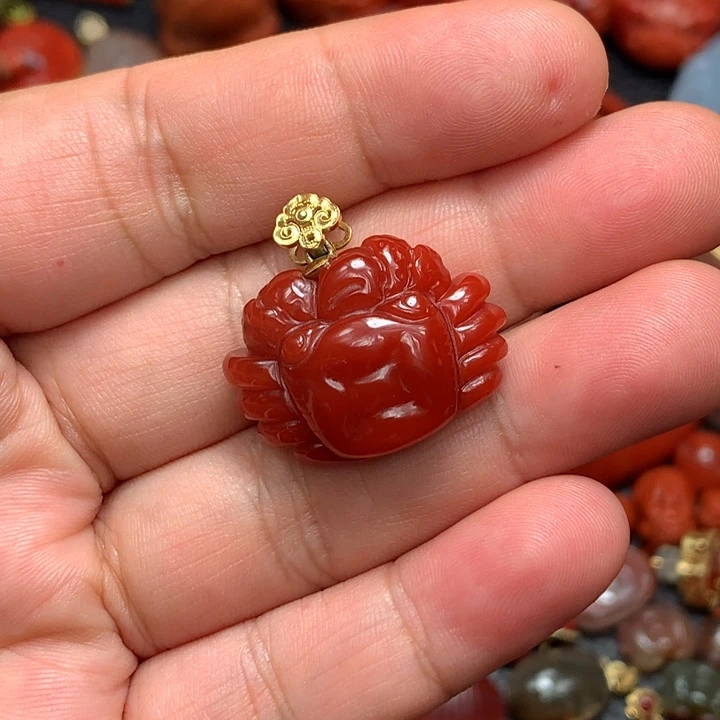 花***杀南红玛瑙18K金镶嵌颈饰