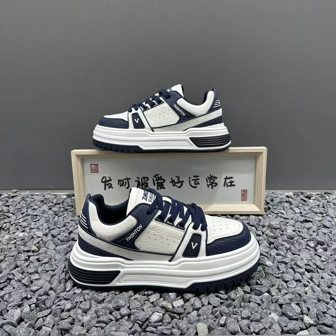 秋季男士时尚百搭低帮厚底增高韩版板鞋舒适软底潮男运动休闲鞋