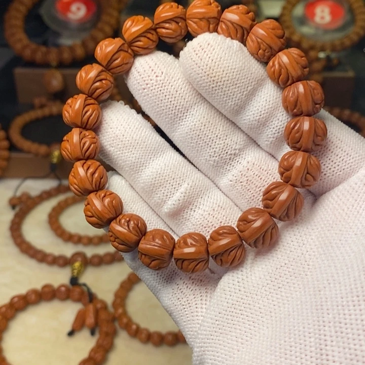 半***酒桃核手串秦岭龙纹桃核