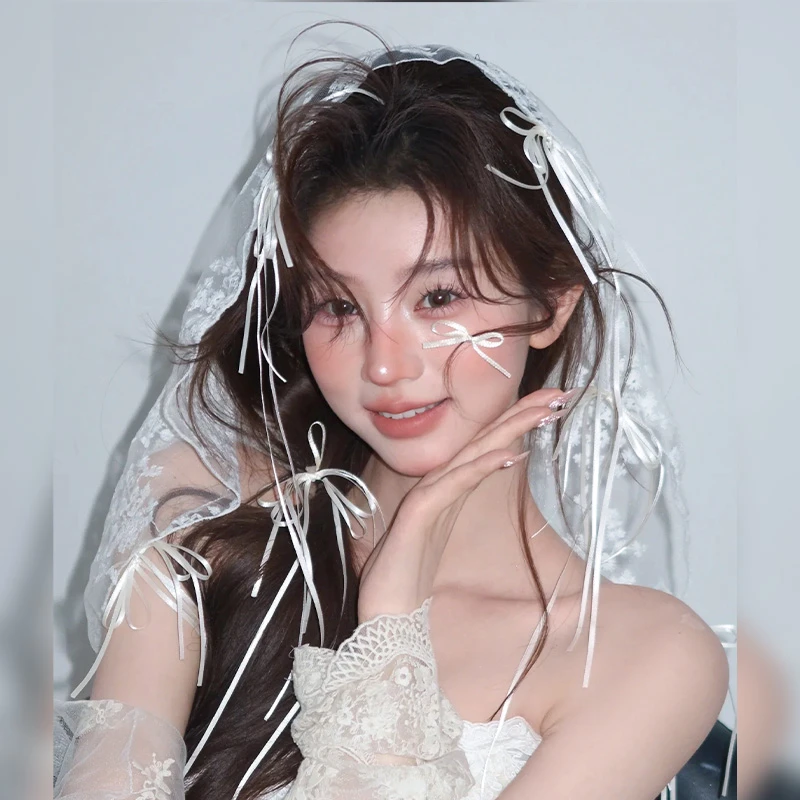 非金属布艺婚庆饰品 新娘头饰高级感蝴蝶结丝带法式发饰品MC2903