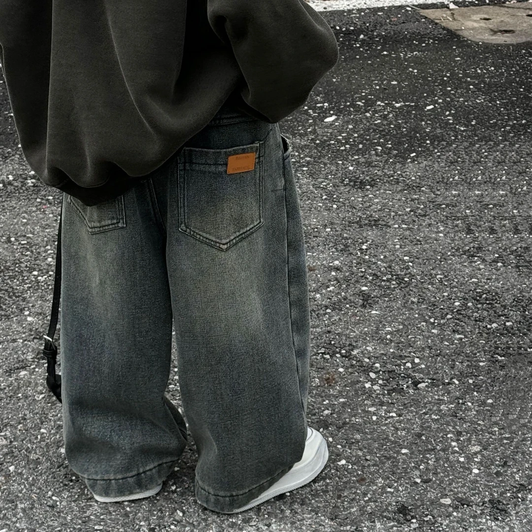 儿童直筒牛仔裤2025春秋款男女童韩版洋气复古潮流宽松百搭阔腿裤