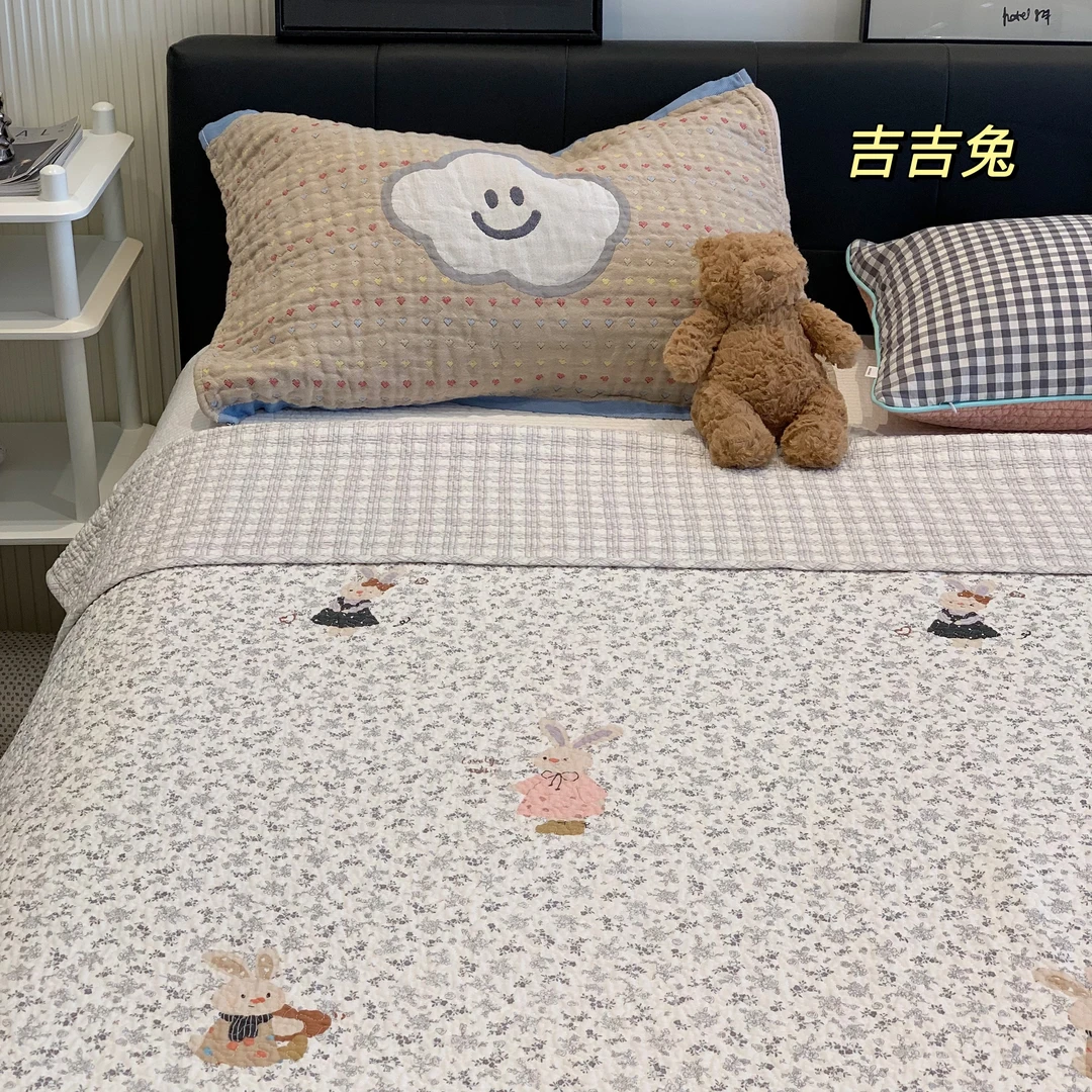 本世家纺 双面全棉棉花床盖酵素砂洗绗缝夹棉可水洗机洗加厚炕盖