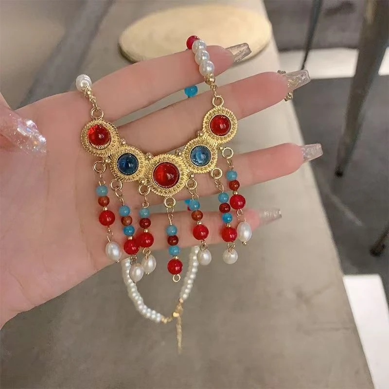 女童宝宝服装民族风配饰国风彩色古风璎珞项链宫廷风搭配24175