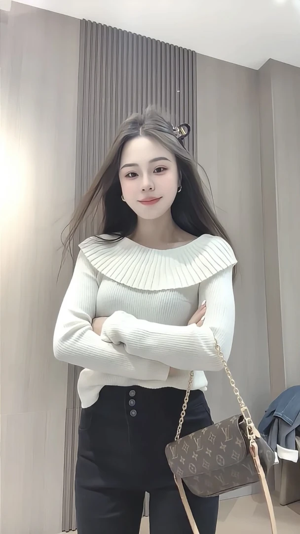 韩版时尚一字肩荷叶领长袖女2025新款秋冬T恤纯色内搭针织打底衫