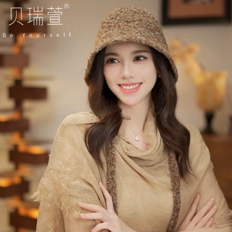 秋冬经典简约百搭多戴法羊毛呢帽子女卷边渔夫帽显脸小盆帽MZ615