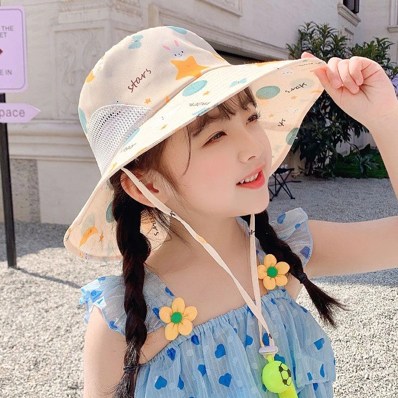 帽女孩防紫外线宝宝渔夫帽男童透气遮阳帽帽子大帽檐太阳帽